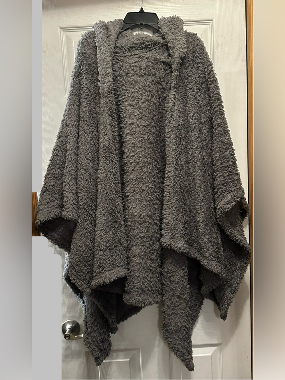 Cozy Plush Shawl Cardigan Sweater - Charcoal Gray